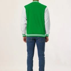 Allegra K Men's Varsity Baseball Jacket Button Down Classic Color Block Sport Bomber Jackets 104 Allegra K Men's Varsity Baseball Jacket Button Down Classic Color Block Sport Bomber Jackets