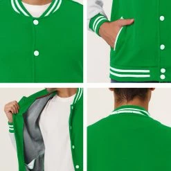 Allegra K Men's Varsity Baseball Jacket Button Down Classic Color Block Sport Bomber Jackets 105 Allegra K Men's Varsity Baseball Jacket Button Down Classic Color Block Sport Bomber Jackets