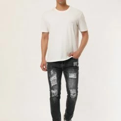 Allegra K Men's Western Ripped Jean Slim Fit Distressed Skinny Denim Jeans 60 Allegra K Men's Western Ripped Jean Slim Fit Distressed Skinny Denim Jeans