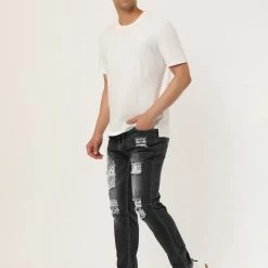 Allegra K Men's Western Ripped Jean Slim Fit Distressed Skinny Denim Jeans 61 Allegra K Men's Western Ripped Jean Slim Fit Distressed Skinny Denim Jeans