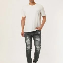 Allegra K Men's Western Ripped Jean Slim Fit Distressed Skinny Denim Jeans 54 Allegra K Men's Western Ripped Jean Slim Fit Distressed Skinny Denim Jeans