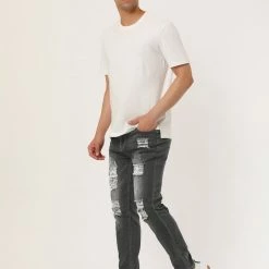 Allegra K Men's Western Ripped Jean Slim Fit Distressed Skinny Denim Jeans 55 Allegra K Men's Western Ripped Jean Slim Fit Distressed Skinny Denim Jeans