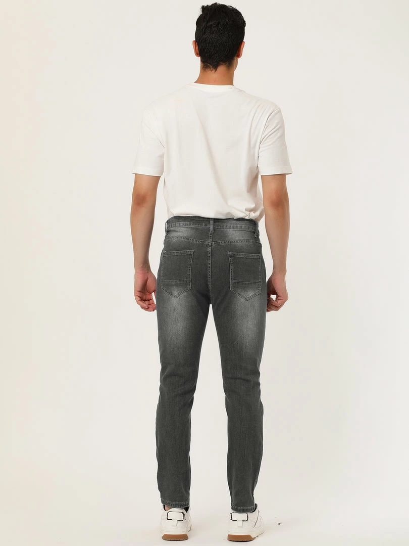 Allegra K Men's Western Ripped Jean Slim Fit Distressed Skinny Denim Jeans 26 Allegra K Men's Western Ripped Jean Slim Fit Distressed Skinny Denim Jeans