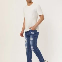 Allegra K Men's Western Ripped Jean Slim Fit Distressed Skinny Denim Jeans 49 Allegra K Men's Western Ripped Jean Slim Fit Distressed Skinny Denim Jeans