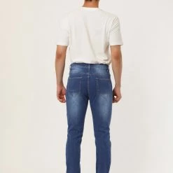 Allegra K Men's Western Ripped Jean Slim Fit Distressed Skinny Denim Jeans 50 Allegra K Men's Western Ripped Jean Slim Fit Distressed Skinny Denim Jeans