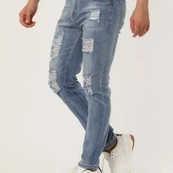 Allegra K Men's Western Ripped Jean Slim Fit Distressed Skinny Denim Jeans 41 Allegra K Men's Western Ripped Jean Slim Fit Distressed Skinny Denim Jeans