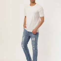 Allegra K Men's Western Ripped Jean Slim Fit Distressed Skinny Denim Jeans 43 Allegra K Men's Western Ripped Jean Slim Fit Distressed Skinny Denim Jeans