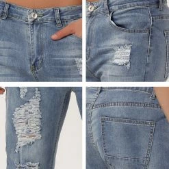 Allegra K Men's Western Ripped Jean Slim Fit Distressed Skinny Denim Jeans 45 Allegra K Men's Western Ripped Jean Slim Fit Distressed Skinny Denim Jeans