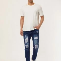 Allegra K Men's Western Ripped Jean Slim Fit Distressed Skinny Denim Jeans 36 Allegra K Men's Western Ripped Jean Slim Fit Distressed Skinny Denim Jeans