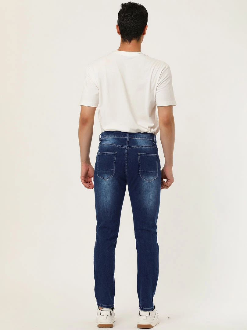 Allegra K Men's Western Ripped Jean Slim Fit Distressed Skinny Denim Jeans 8 Allegra K Men's Western Ripped Jean Slim Fit Distressed Skinny Denim Jeans