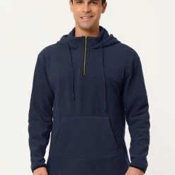 Allegra K Men's Drawstring Hooded Sweatshirt Plush Half Zip Outdoor Pullover Hoodie 42 Allegra K Men's Drawstring Hooded Sweatshirt Plush Half Zip Outdoor Pullover Hoodie