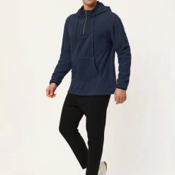 Allegra K Men's Drawstring Hooded Sweatshirt Plush Half Zip Outdoor Pullover Hoodie 43 Allegra K Men's Drawstring Hooded Sweatshirt Plush Half Zip Outdoor Pullover Hoodie