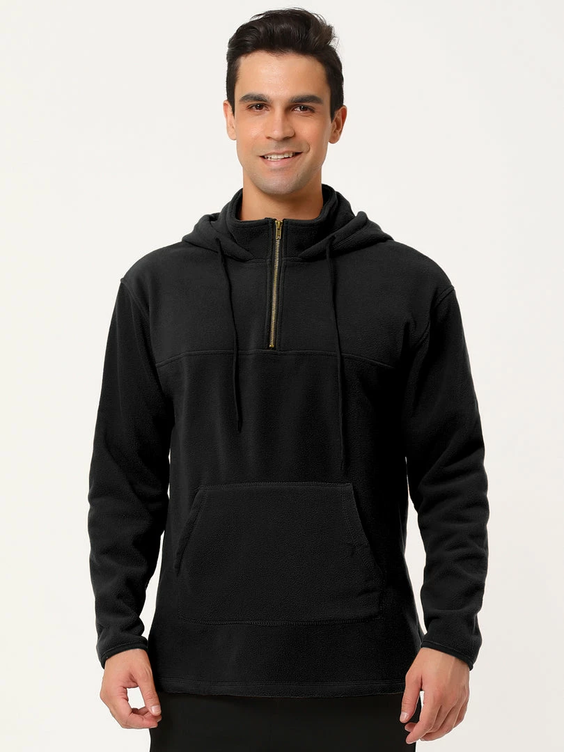 Allegra K Men's Drawstring Hooded Sweatshirt Plush Half Zip Outdoor Pullover Hoodie 12 Allegra K Men's Drawstring Hooded Sweatshirt Plush Half Zip Outdoor Pullover Hoodie