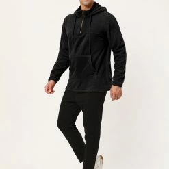 Allegra K Men's Drawstring Hooded Sweatshirt Plush Half Zip Outdoor Pullover Hoodie 49 Allegra K Men's Drawstring Hooded Sweatshirt Plush Half Zip Outdoor Pullover Hoodie