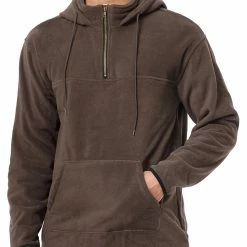 Allegra K Men's Drawstring Hooded Sweatshirt Plush Half Zip Outdoor Pullover Hoodie 53 Allegra K Men's Drawstring Hooded Sweatshirt Plush Half Zip Outdoor Pullover Hoodie