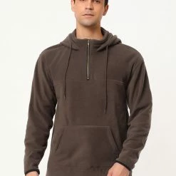 Allegra K Men's Drawstring Hooded Sweatshirt Plush Half Zip Outdoor Pullover Hoodie 54 Allegra K Men's Drawstring Hooded Sweatshirt Plush Half Zip Outdoor Pullover Hoodie