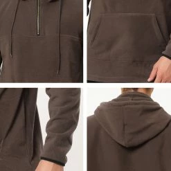 Allegra K Men's Drawstring Hooded Sweatshirt Plush Half Zip Outdoor Pullover Hoodie 57 Allegra K Men's Drawstring Hooded Sweatshirt Plush Half Zip Outdoor Pullover Hoodie