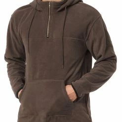 Allegra K Men's Drawstring Hooded Sweatshirt Plush Half Zip Outdoor Pullover Hoodie 52 Allegra K Men's Drawstring Hooded Sweatshirt Plush Half Zip Outdoor Pullover Hoodie