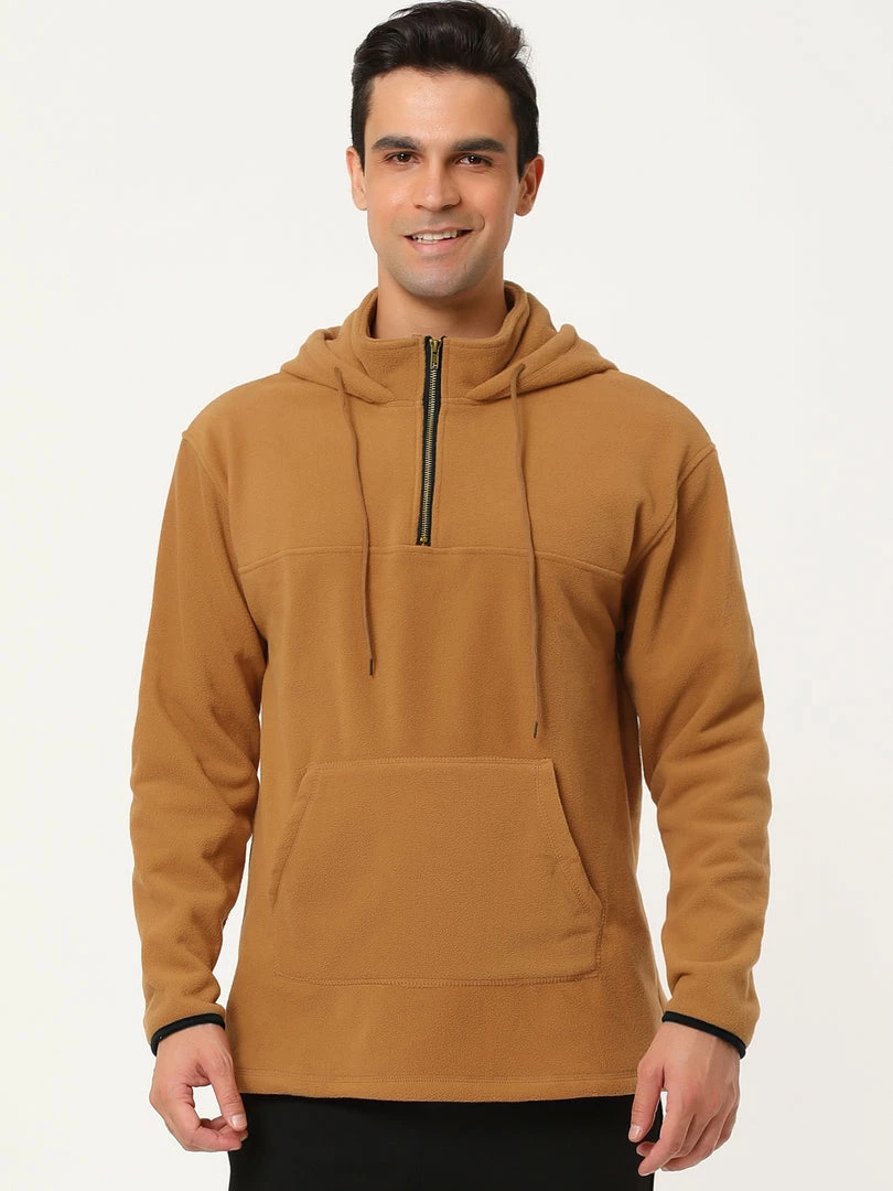 Allegra K Men's Drawstring Hooded Sweatshirt Plush Half Zip Outdoor Pullover Hoodie 24 Allegra K Men's Drawstring Hooded Sweatshirt Plush Half Zip Outdoor Pullover Hoodie