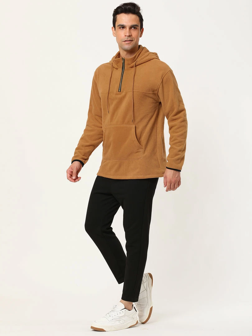 Allegra K Men's Drawstring Hooded Sweatshirt Plush Half Zip Outdoor Pullover Hoodie 25 Allegra K Men's Drawstring Hooded Sweatshirt Plush Half Zip Outdoor Pullover Hoodie