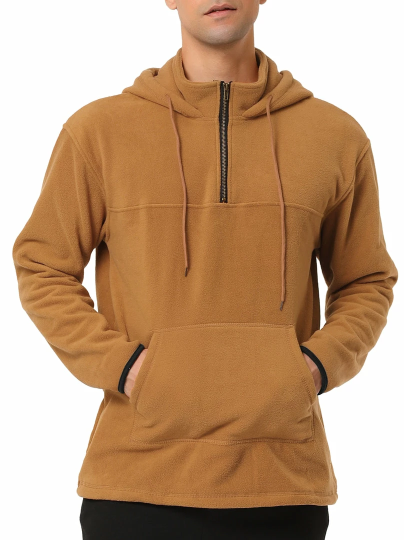 Allegra K Men's Drawstring Hooded Sweatshirt Plush Half Zip Outdoor Pullover Hoodie 22 Allegra K Men's Drawstring Hooded Sweatshirt Plush Half Zip Outdoor Pullover Hoodie