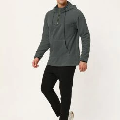 Allegra K Men's Drawstring Hooded Sweatshirt Plush Half Zip Outdoor Pullover Hoodie 73 Allegra K Men's Drawstring Hooded Sweatshirt Plush Half Zip Outdoor Pullover Hoodie