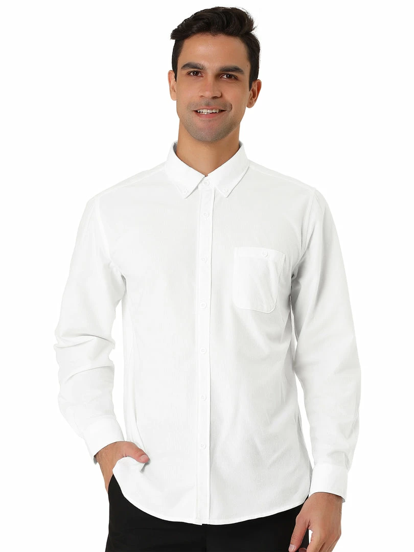 Allegra K Men's Classic Regular Fit Long Sleeve Solid Color Point Collar Pockets Button Down Corduroy Shirts 17 Allegra K Men's Classic Regular Fit Long Sleeve Solid Color Point Collar Pockets Button Down Corduroy Shirts