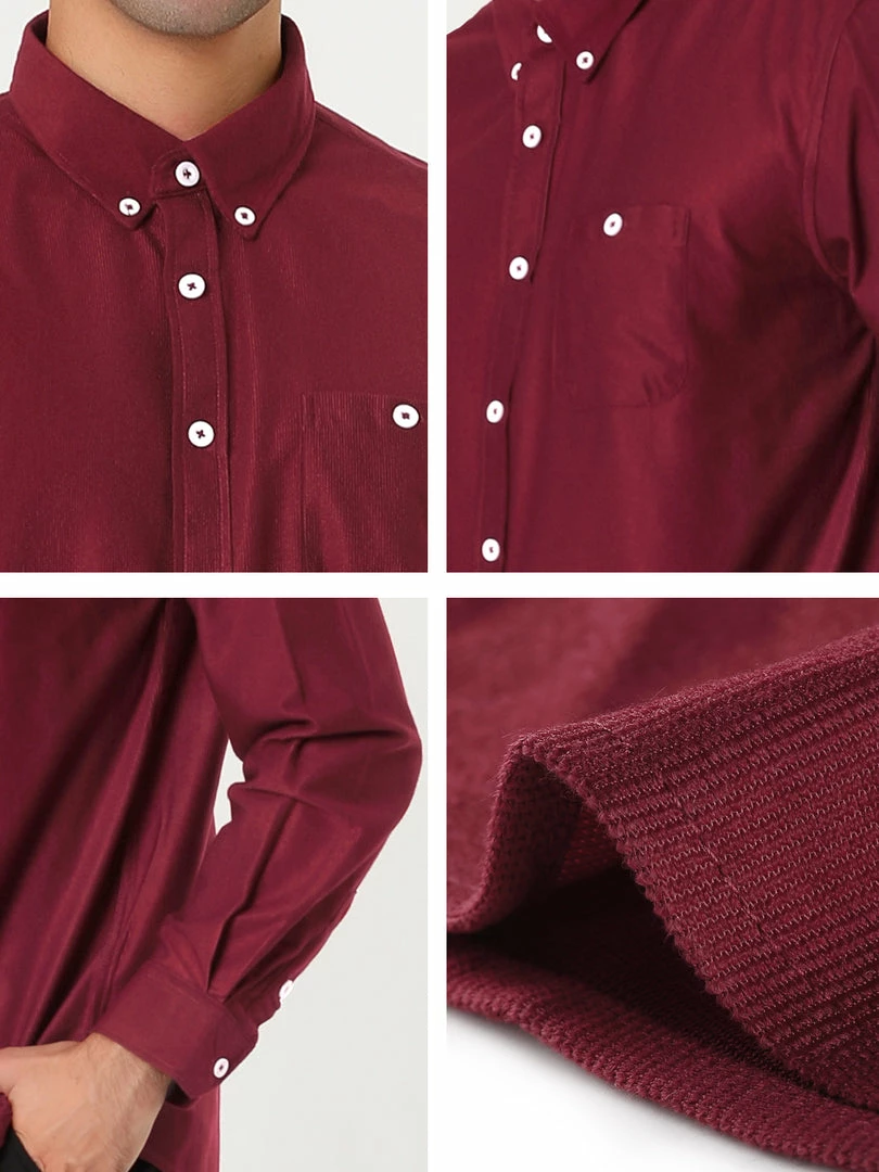 Allegra K Men's Classic Regular Fit Long Sleeve Solid Color Point Collar Pockets Button Down Corduroy Shirts 9 Allegra K Men's Classic Regular Fit Long Sleeve Solid Color Point Collar Pockets Button Down Corduroy Shirts