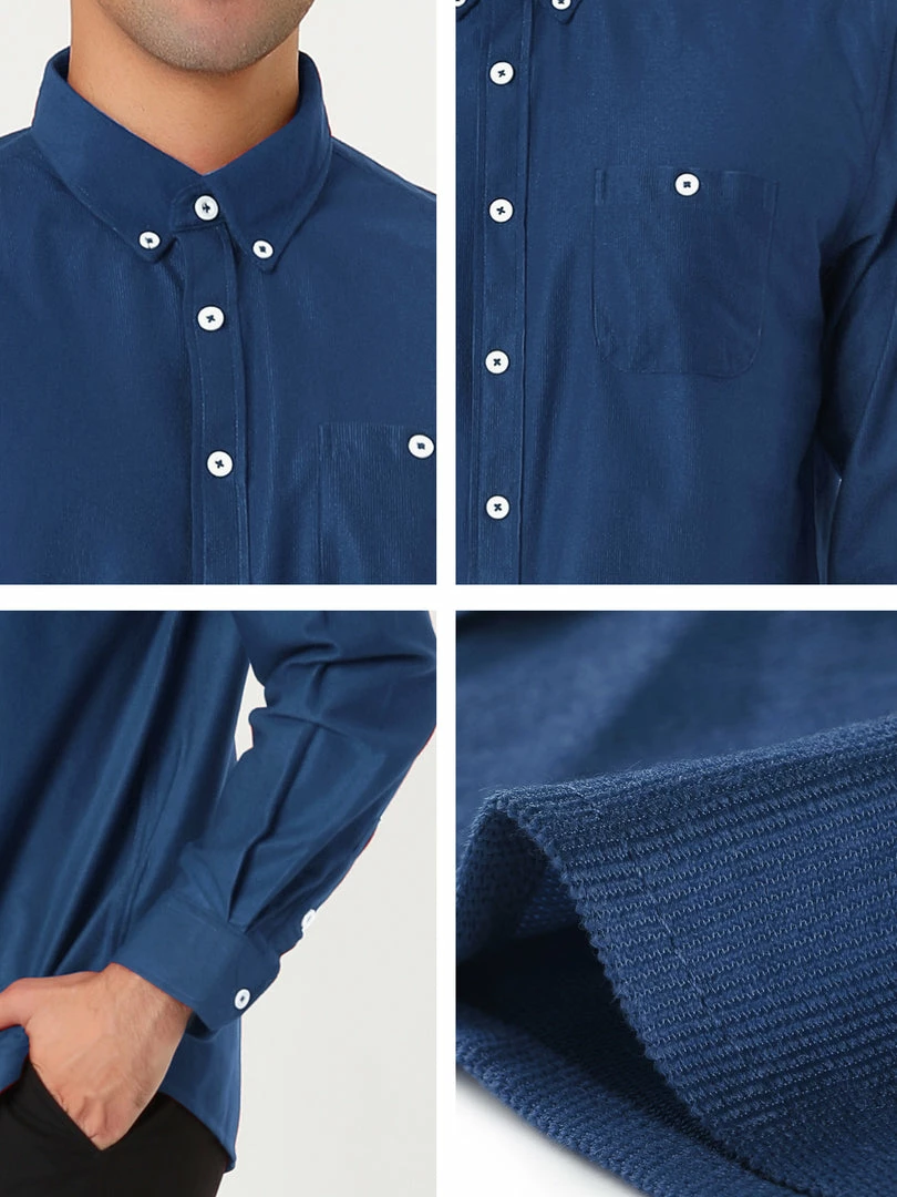Allegra K Men's Classic Regular Fit Long Sleeve Solid Color Point Collar Pockets Button Down Corduroy Shirts 27 Allegra K Men's Classic Regular Fit Long Sleeve Solid Color Point Collar Pockets Button Down Corduroy Shirts