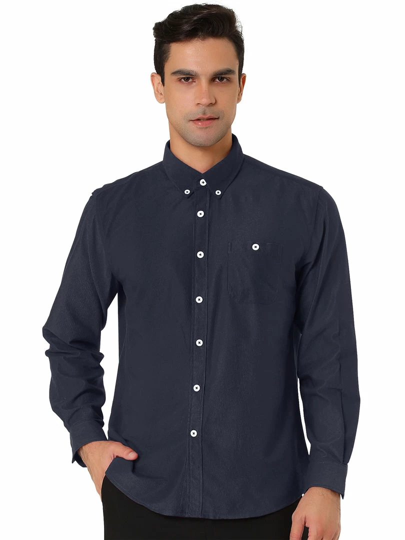 Allegra K Men's Classic Regular Fit Long Sleeve Solid Color Point Collar Pockets Button Down Corduroy Shirts 35 Allegra K Men's Classic Regular Fit Long Sleeve Solid Color Point Collar Pockets Button Down Corduroy Shirts