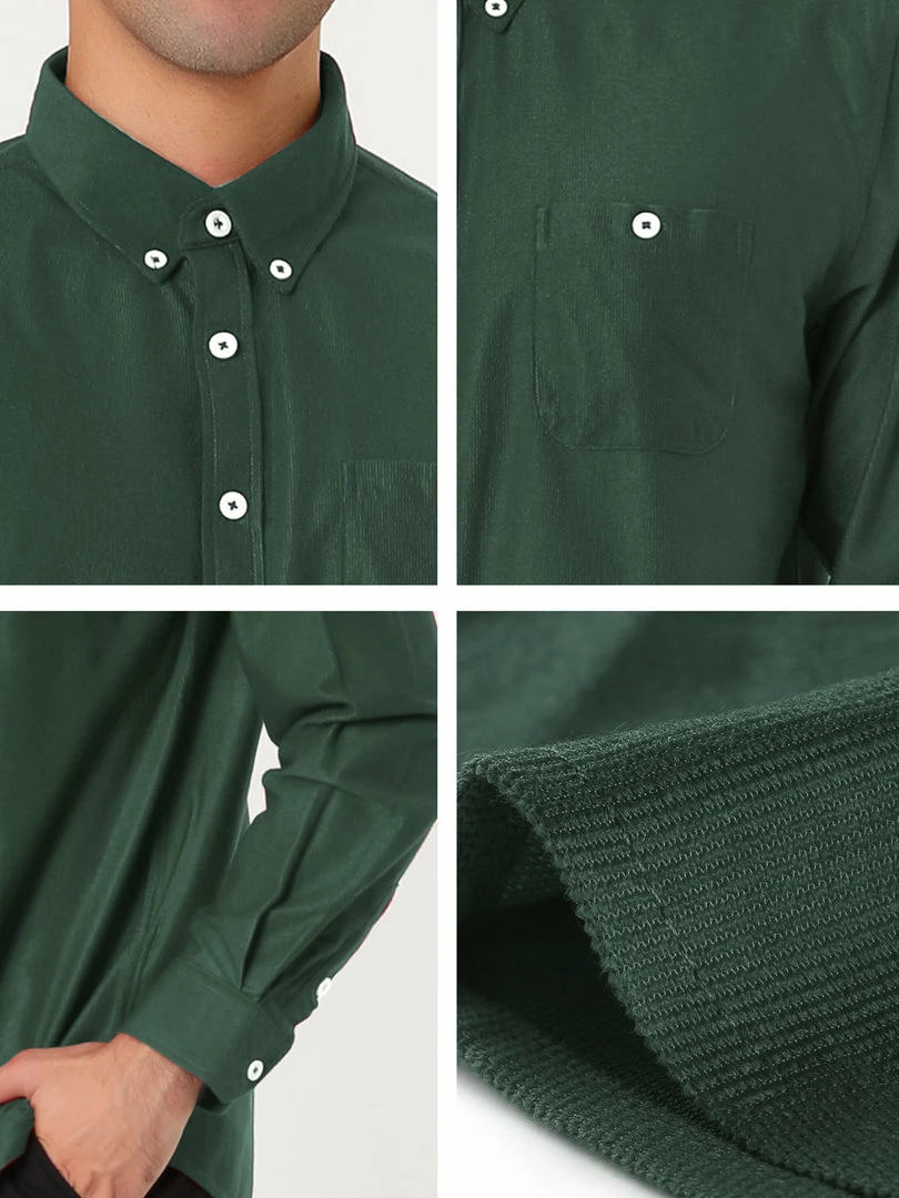 Allegra K Men's Classic Regular Fit Long Sleeve Solid Color Point Collar Pockets Button Down Corduroy Shirts 33 Allegra K Men's Classic Regular Fit Long Sleeve Solid Color Point Collar Pockets Button Down Corduroy Shirts