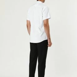 Allegra K HZ160403 Men Short Sleeves Cotton Polka Dots Button Up Shirt