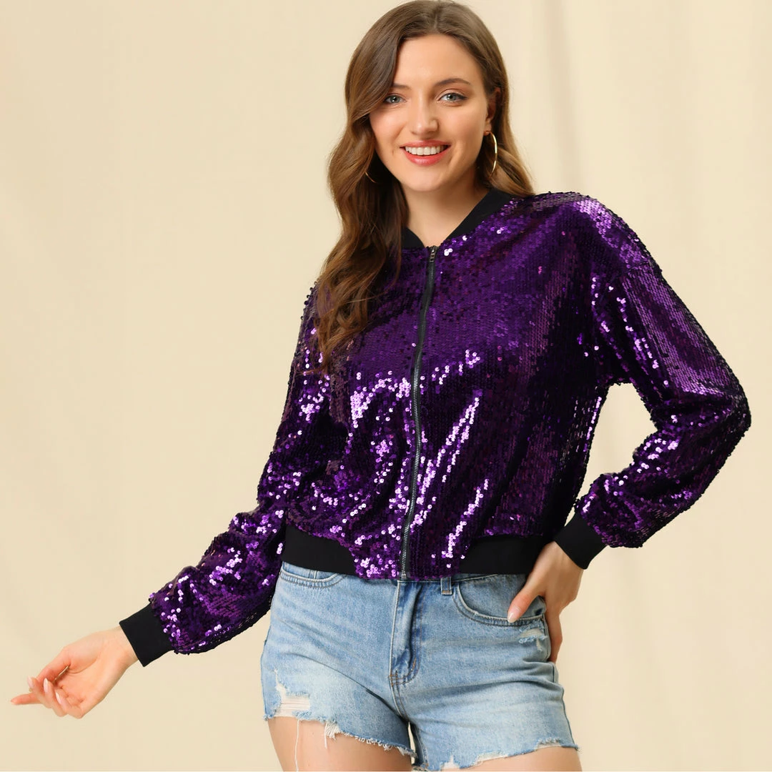 Women Allegra K Sequin Bomber Jacket 29 Women Allegra K Sequin Bomber Jacket