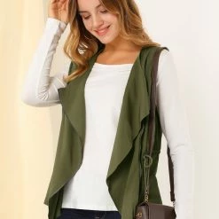 Allegra K Women's Sleeveless Vest Drawstring Waist Shawl Collar Zip Up Jacket 11 Allegra K Women's Sleeveless Vest Drawstring Waist Shawl Collar Zip Up Jacket