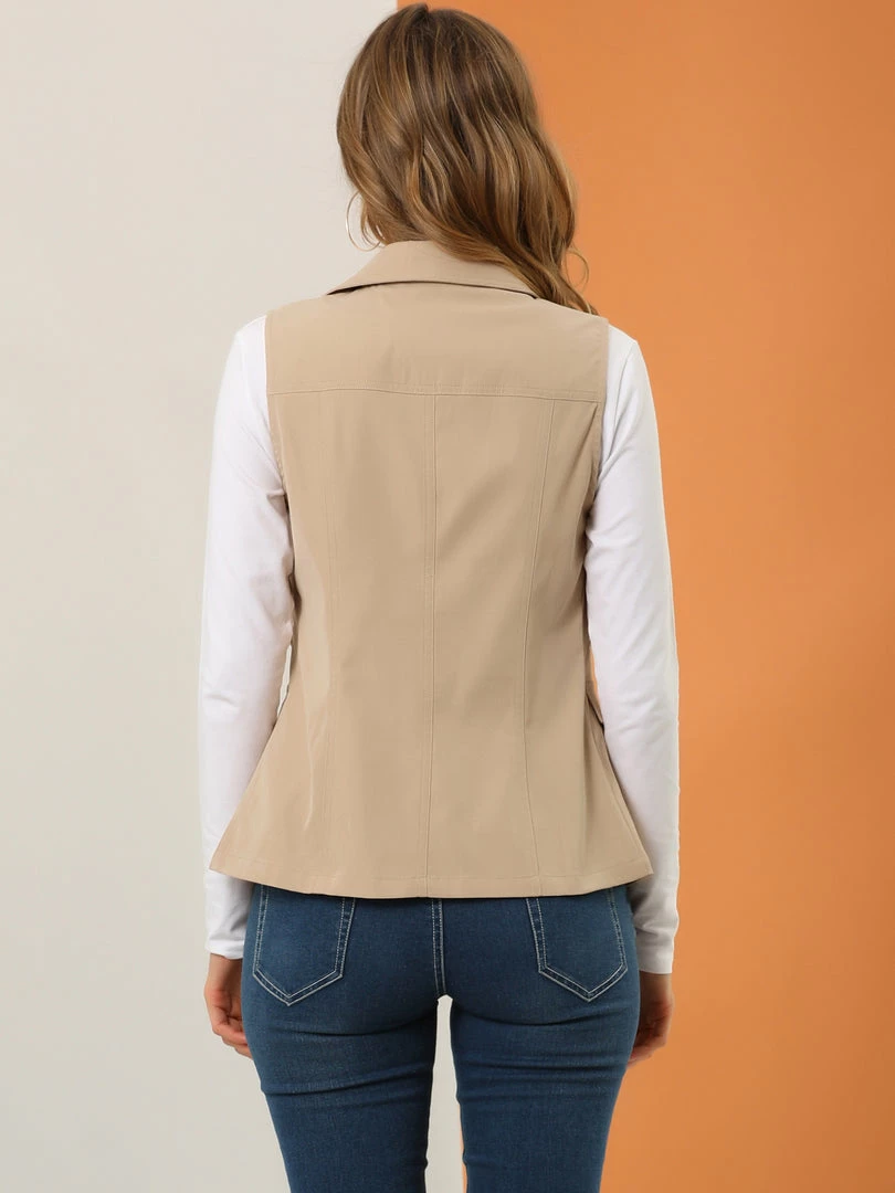 Allegra K Women's Zip Up Jacket With Pockets Sleeveless Anorak Utility Vest 8 Allegra K Women's Zip Up Jacket With Pockets Sleeveless Anorak Utility Vest