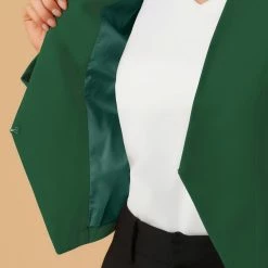 Allegra K Women Collarless Cropped Blazer