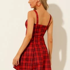 Allegra K Women's Plaid Check Strap Zipper Front Sleeveless Dress 14 Allegra K Women's Plaid Check Strap Zipper Front Sleeveless Dress
