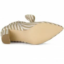 Allegra K Shoes Women's Pointed Toe Bow Striped Chunky Heels Ankle Boots