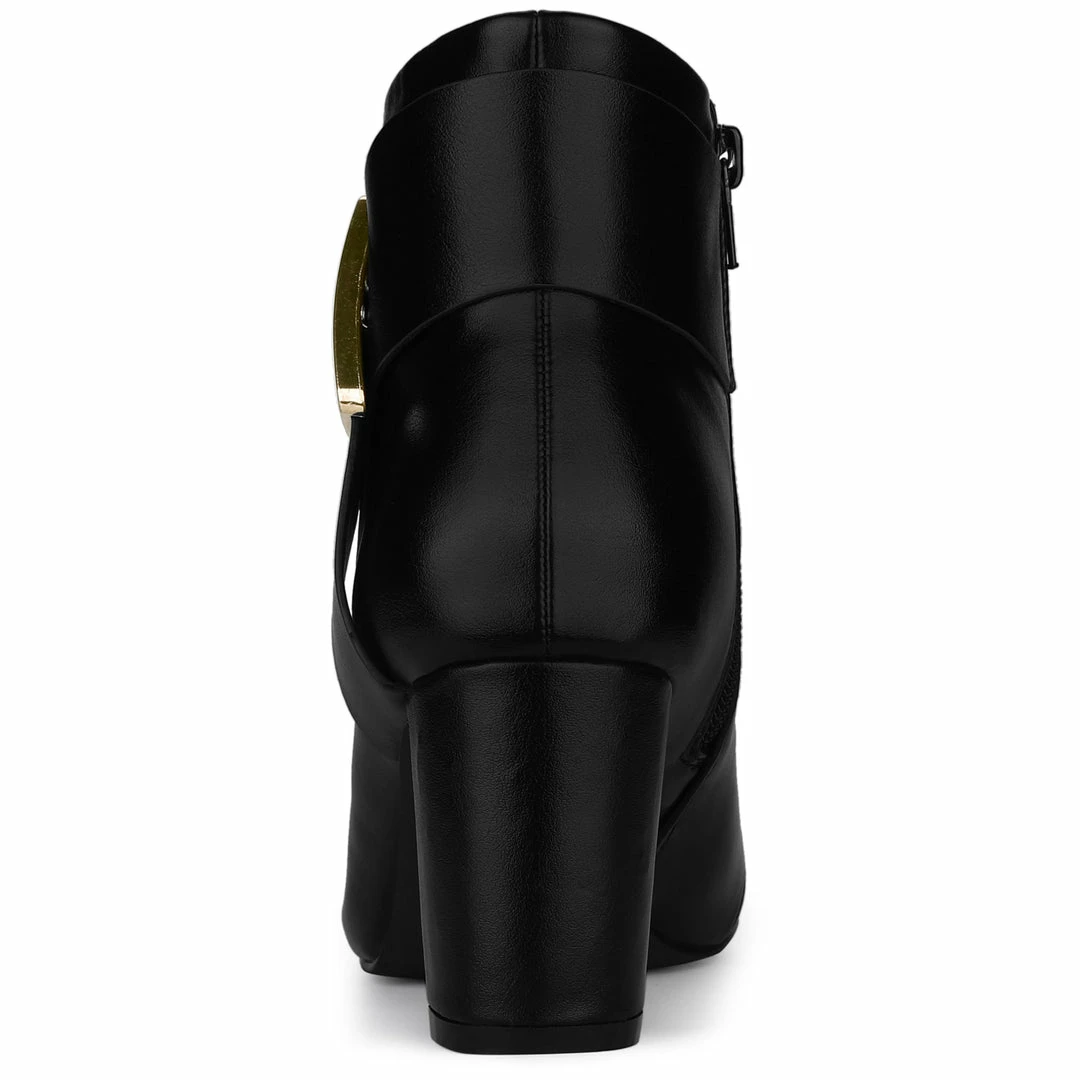 Allegra K Women's Pointed Toe Buckle Chunky Heels Ankle Boots 13 Allegra K Women's Pointed Toe Buckle Chunky Heels Ankle Boots