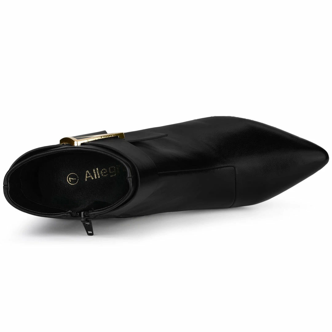 Allegra K Women's Pointed Toe Buckle Chunky Heels Ankle Boots 14 Allegra K Women's Pointed Toe Buckle Chunky Heels Ankle Boots