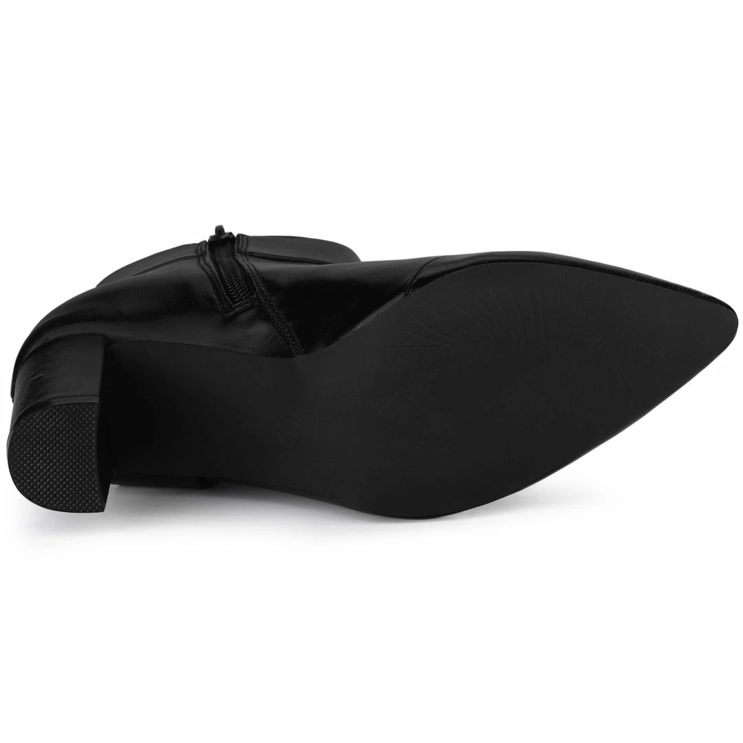 Allegra K Women's Pointed Toe Buckle Chunky Heels Ankle Boots 15 Allegra K Women's Pointed Toe Buckle Chunky Heels Ankle Boots