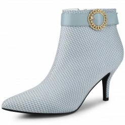 Allegra K Women's Buckle Stiletto High Heels Houndstooth Ankle Boots Shoes 21 Allegra K Women's Buckle Stiletto High Heels Houndstooth Ankle Boots Shoes