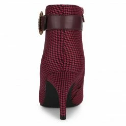 Allegra K Women's Buckle Stiletto High Heels Houndstooth Ankle Boots Shoes 35 Allegra K Women's Buckle Stiletto High Heels Houndstooth Ankle Boots Shoes
