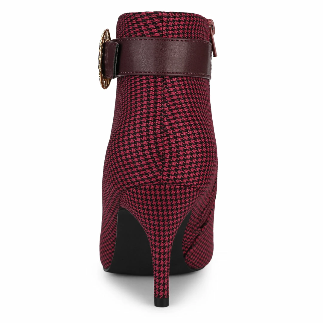 Allegra K Women's Buckle Stiletto High Heels Houndstooth Ankle Boots Shoes 18 Allegra K Women's Buckle Stiletto High Heels Houndstooth Ankle Boots Shoes