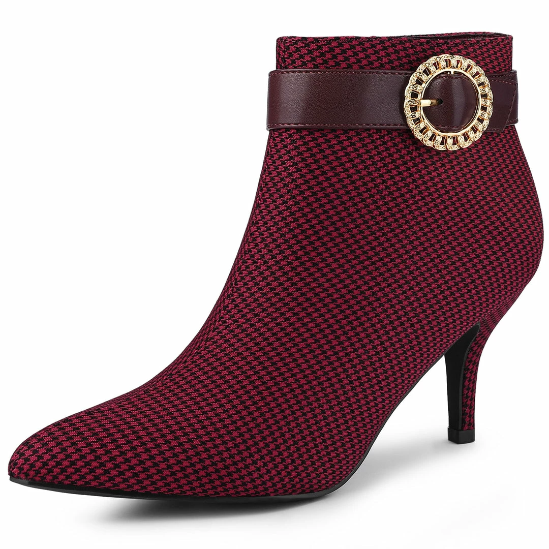 Allegra K Women's Buckle Stiletto High Heels Houndstooth Ankle Boots Shoes 16 Allegra K Women's Buckle Stiletto High Heels Houndstooth Ankle Boots Shoes