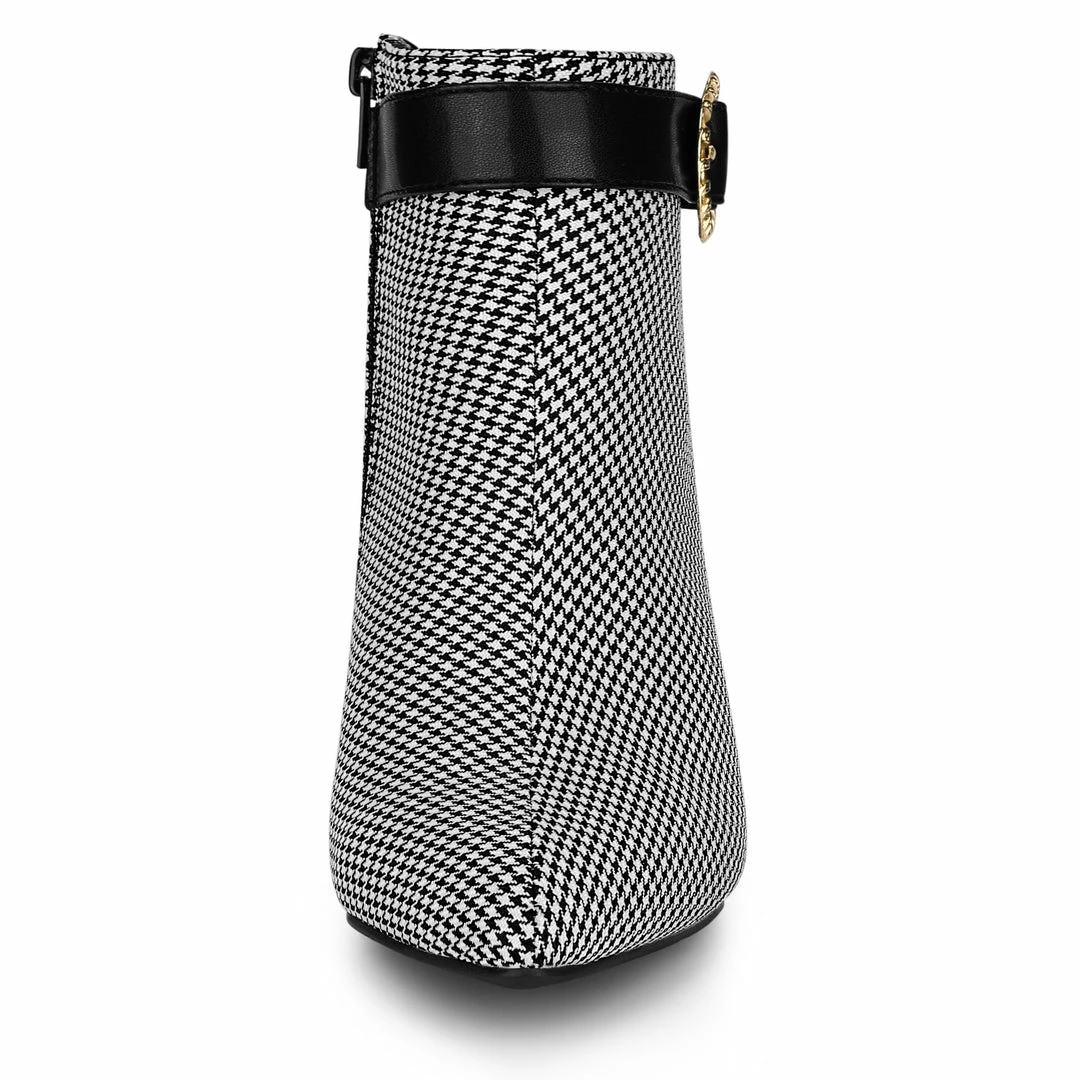 Allegra K Women's Buckle Stiletto High Heels Houndstooth Ankle Boots Shoes 12 Allegra K Women's Buckle Stiletto High Heels Houndstooth Ankle Boots Shoes