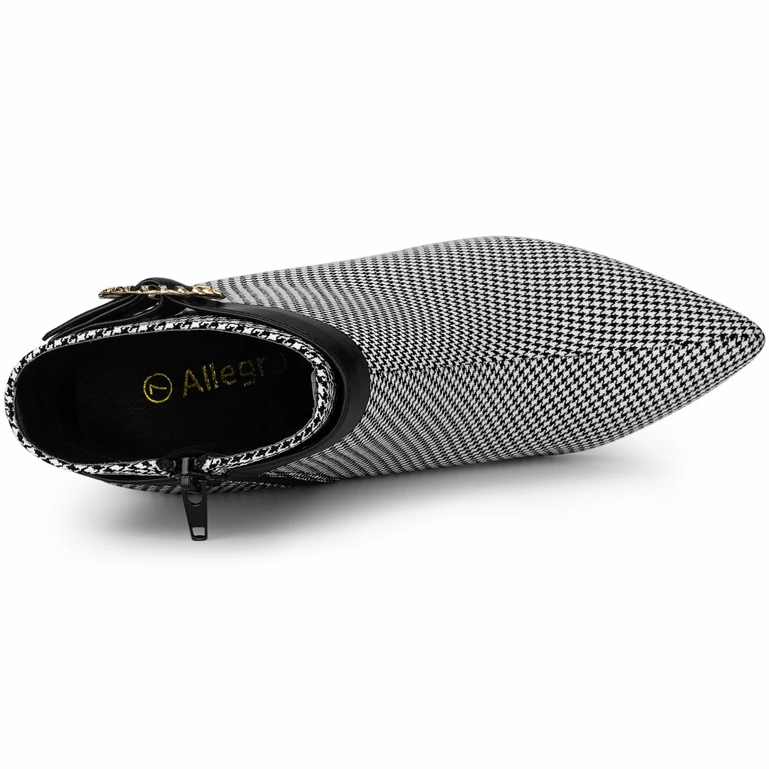 Allegra K Women's Buckle Stiletto High Heels Houndstooth Ankle Boots Shoes 14 Allegra K Women's Buckle Stiletto High Heels Houndstooth Ankle Boots Shoes