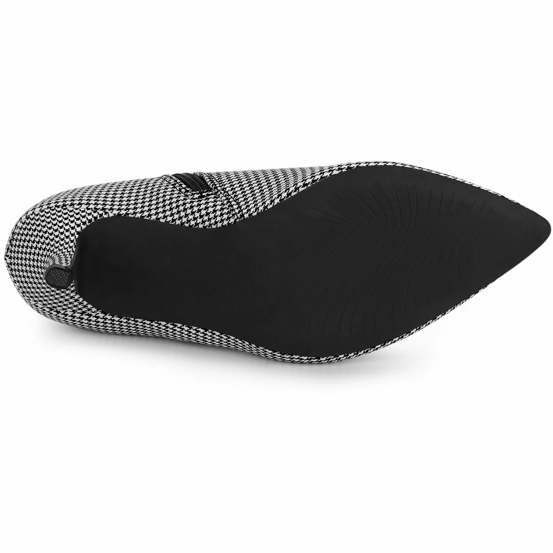 Allegra K Women's Buckle Stiletto High Heels Houndstooth Ankle Boots Shoes 15 Allegra K Women's Buckle Stiletto High Heels Houndstooth Ankle Boots Shoes