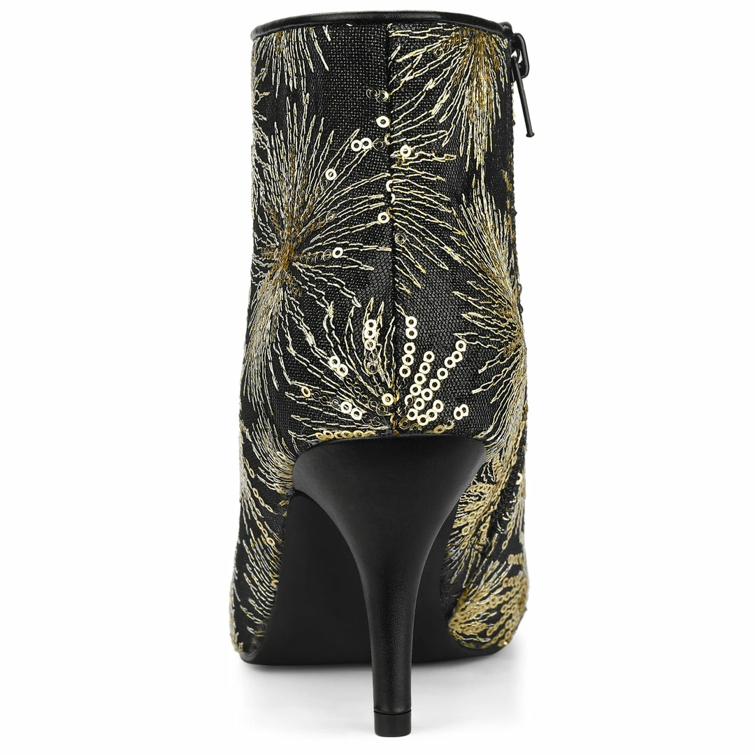 Allegra K Shoes Women's Glitter Sparkle Lace Stiletto Heels Party Sequin Ankle Boots 25 Allegra K Shoes Women's Glitter Sparkle Lace Stiletto Heels Party Sequin Ankle Boots