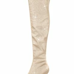 Allegra K Women's Glitter Pointed Toe Stiletto Heels Over The Knee High Boots Shoes